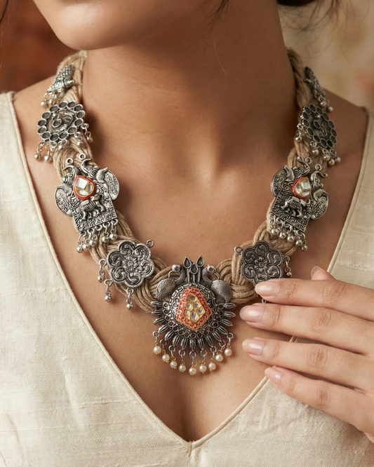 Gauri Beige Jute Necklace