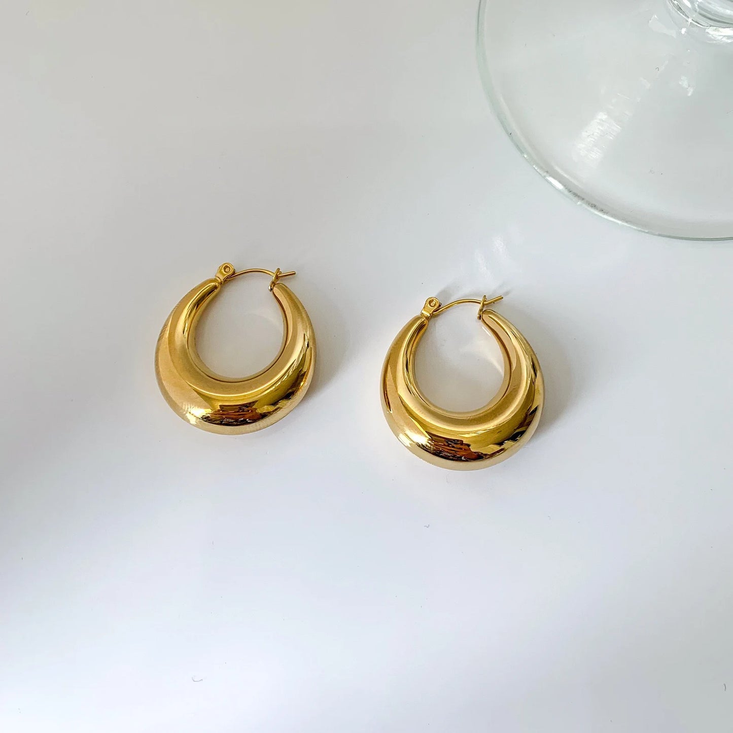 Gold Plated Small Hoop Earrings: Chunky Gold Hoops