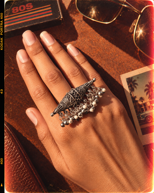 Dhol Oxidised Ring
