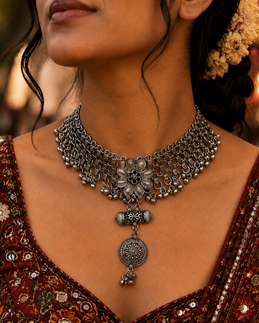 Nandini Oxidised Choker Set