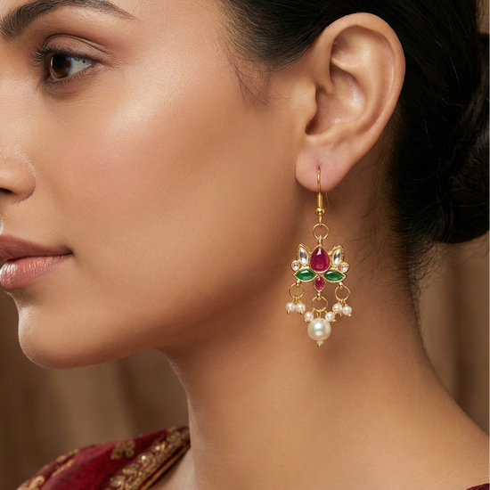 Lotus Kundan Earrings