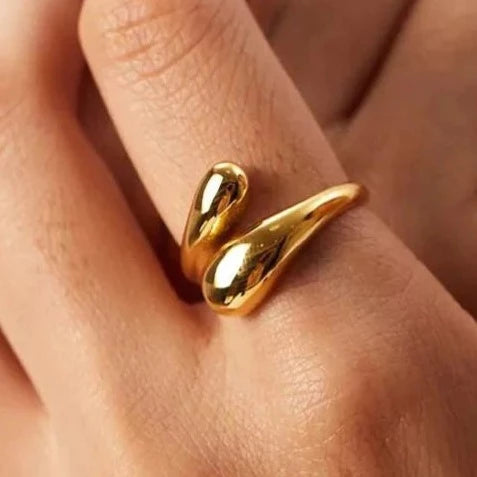 Golden Adjustable Lava Ring