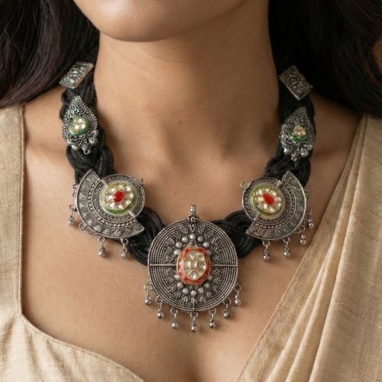 Naintara Black Jute Necklace