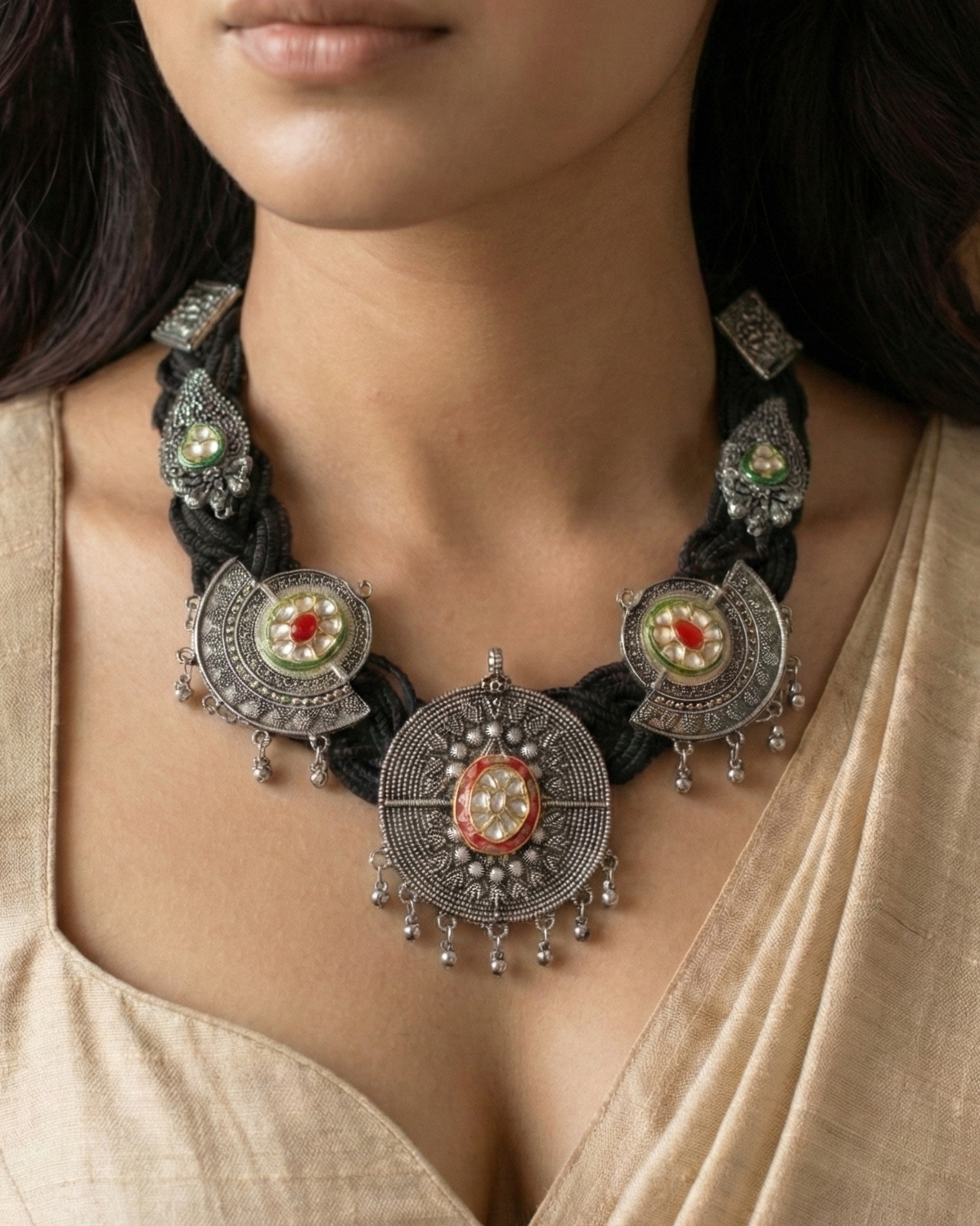 Naintara Black Jute Necklace