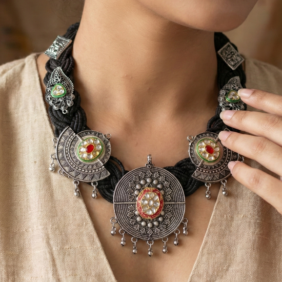 Naintara Black Jute Necklace