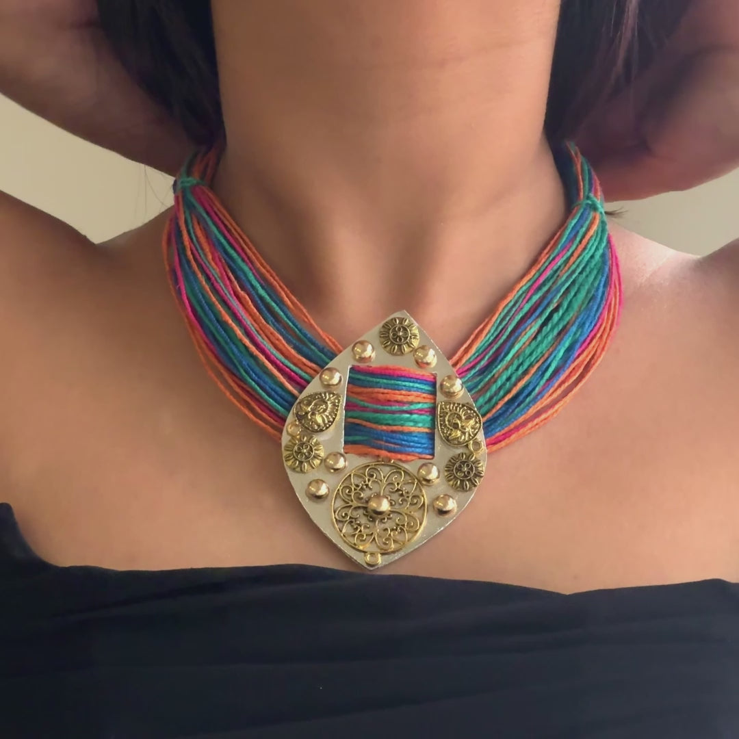 Mithi Multicolour Jute Necklace