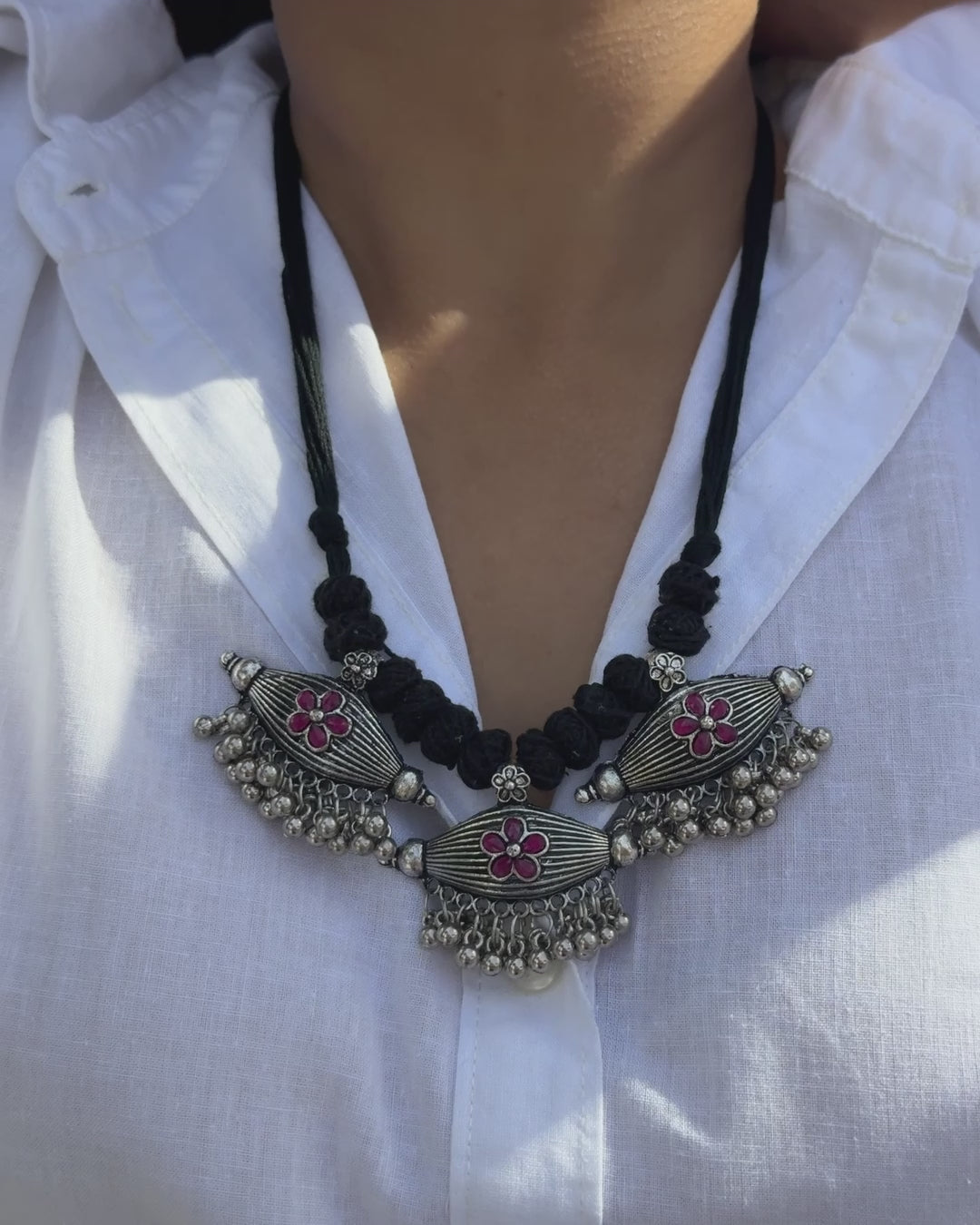 Gayatri Pink Oxidised Choker