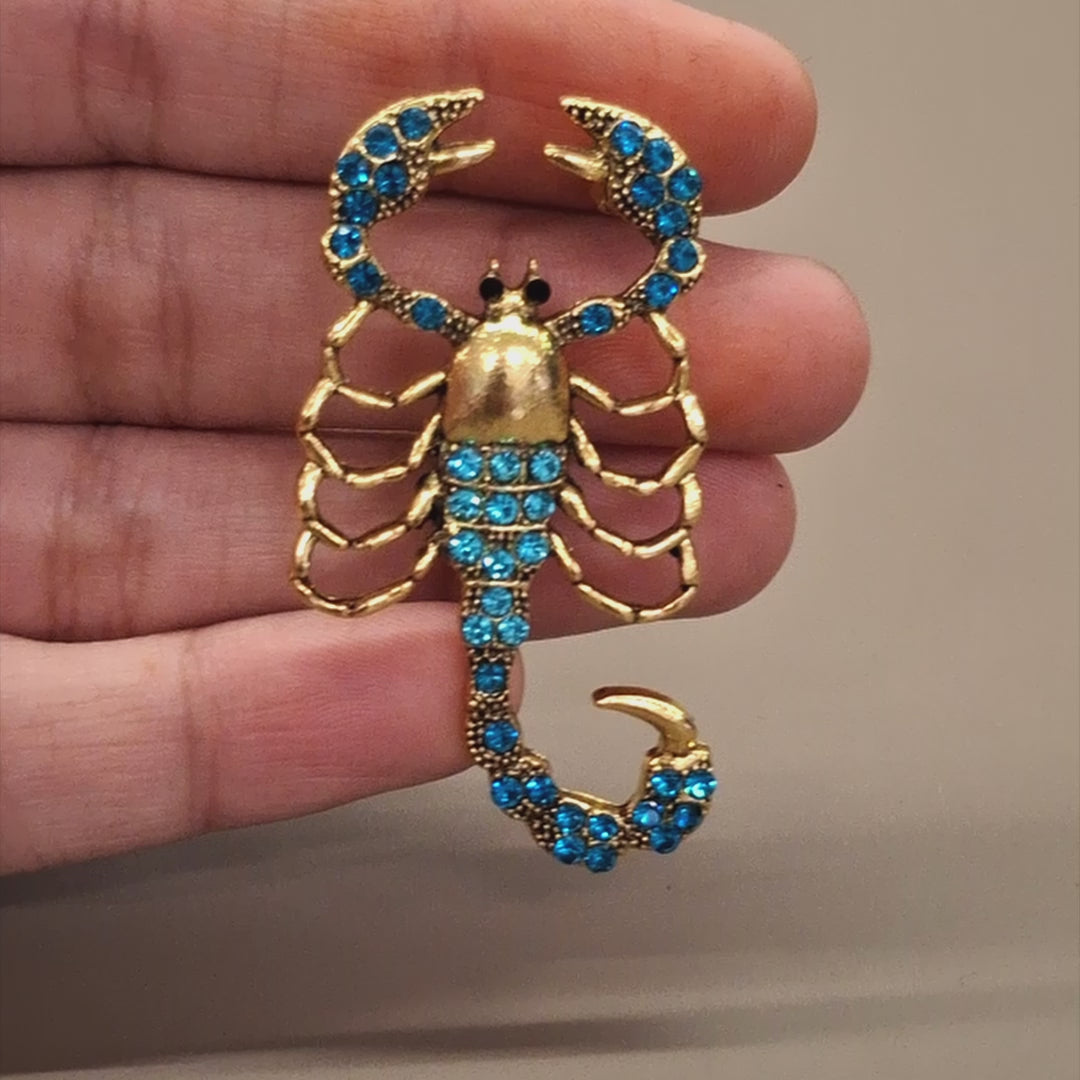 Blue Scorpio Brooch