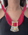 Prisha Red Jute Necklace