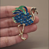 Blue Crystal Flamingo Brooch