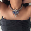 Meena Blue and Red Oxidised Choker Set