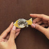 Yellow Ajrakh Fish Ring