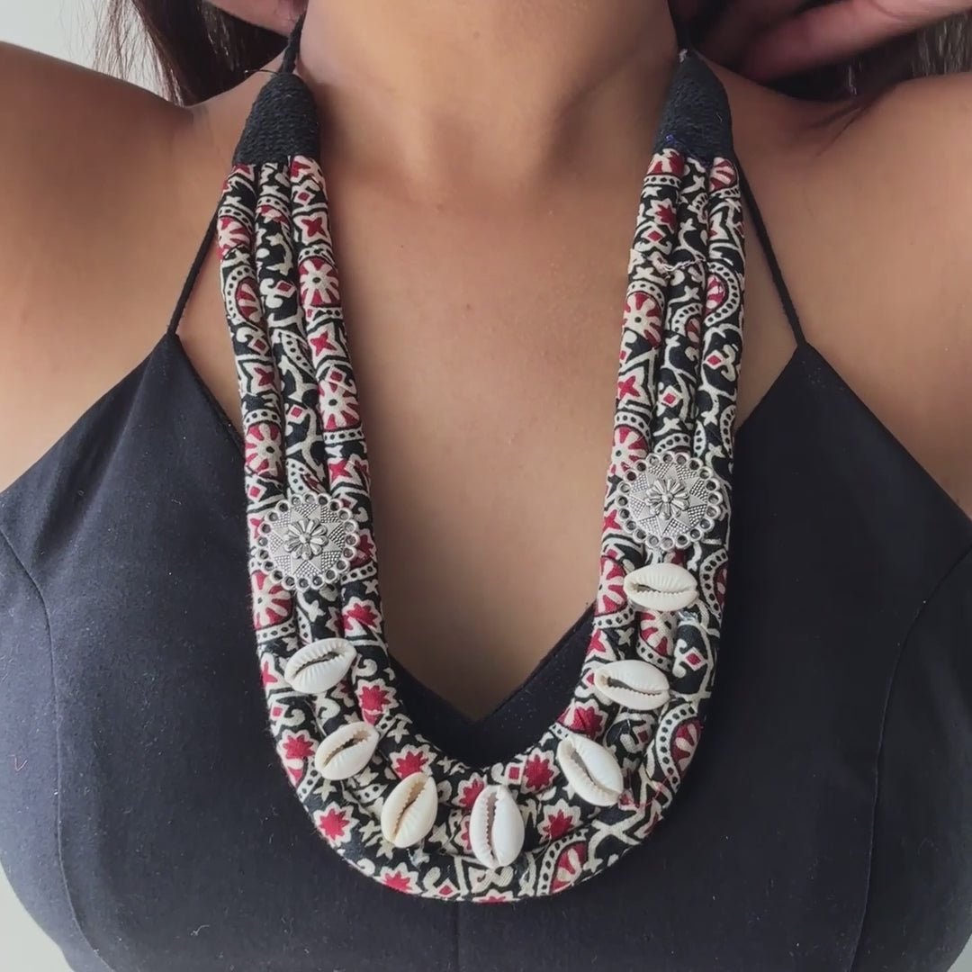 Ajrakh Black Necklace Set