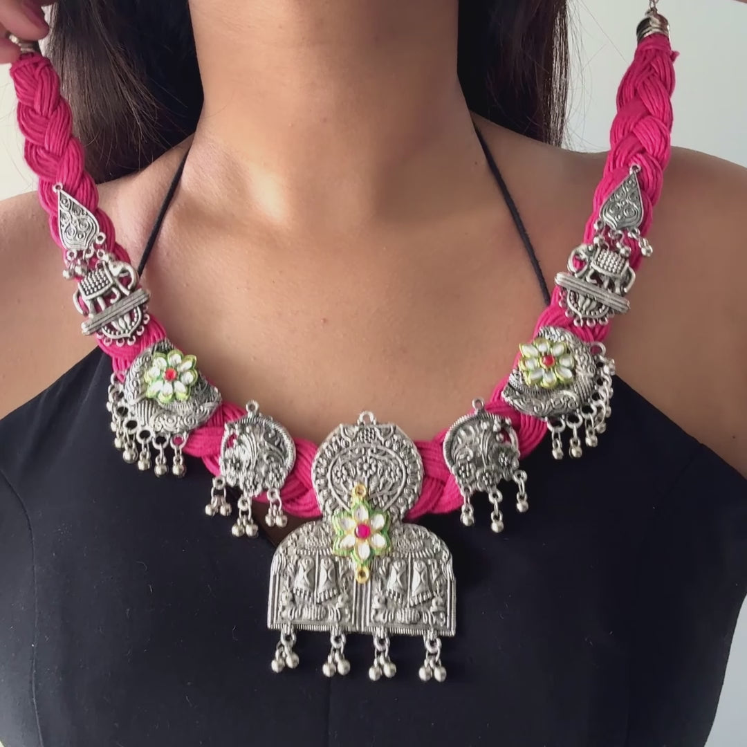 Malvika Pink Jute Necklace