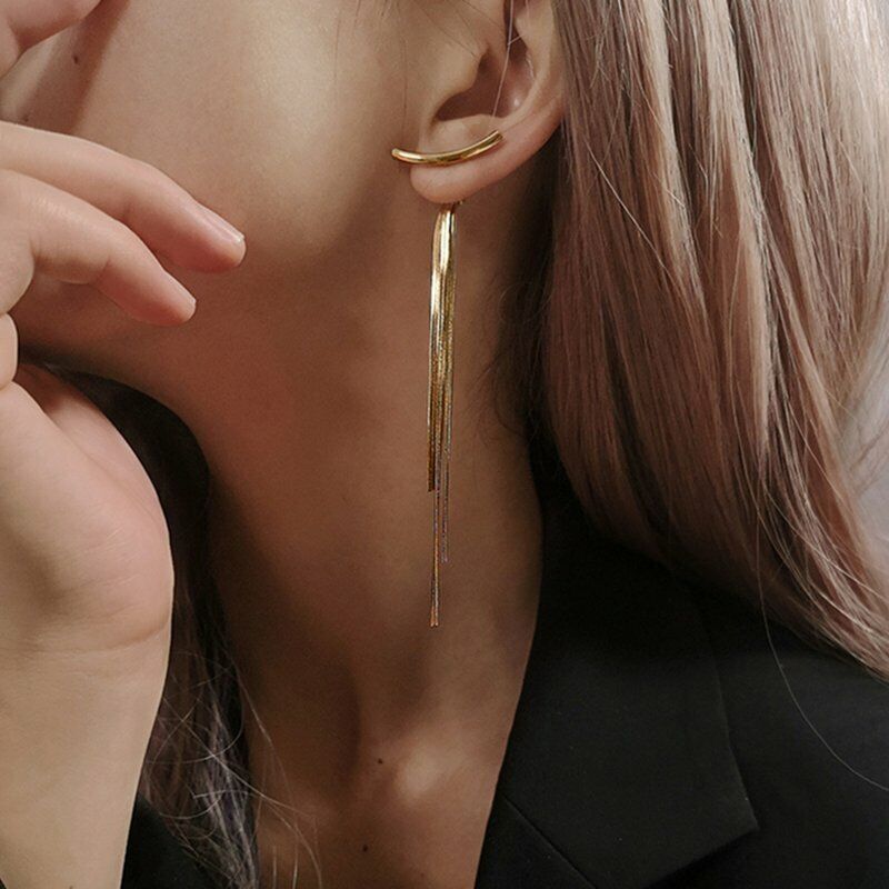 Long Golden Earrings: T for Tassel